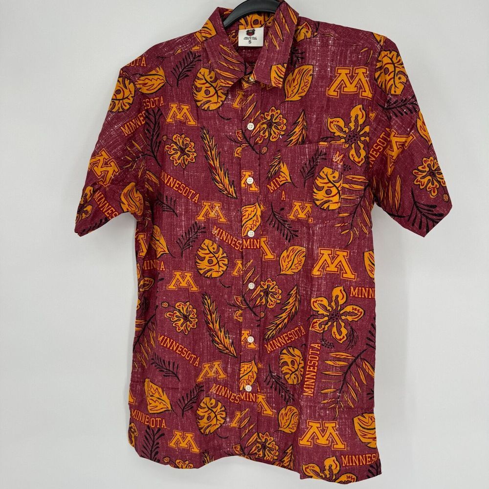 NWT Wes‎ & Willy Maroon Minnesota Golden Gophers Vintage Like Floral Shirt S
